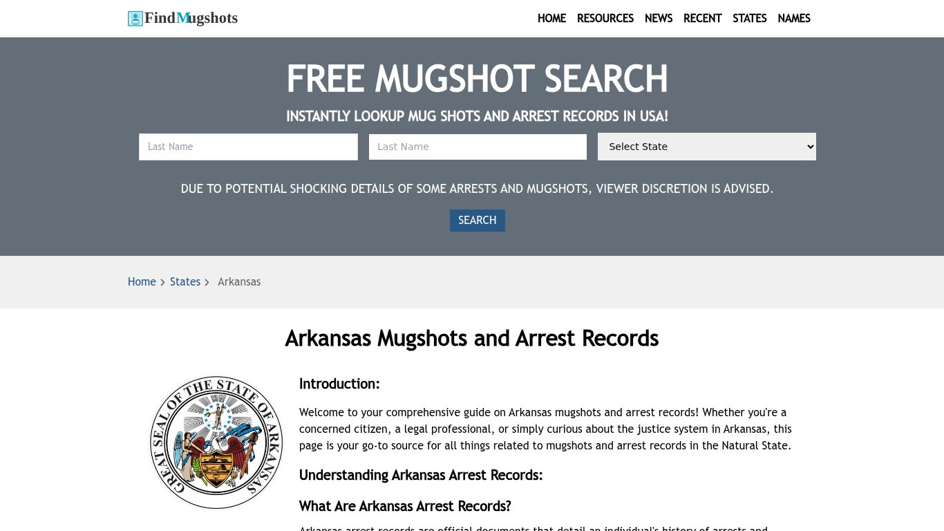 Find Arkansas Mugshots - Find Mugshots