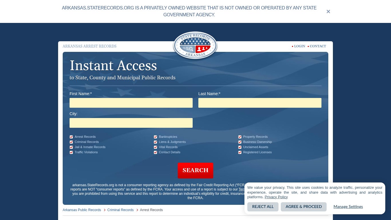 Arkansas Arrest Records | StateRecords.org