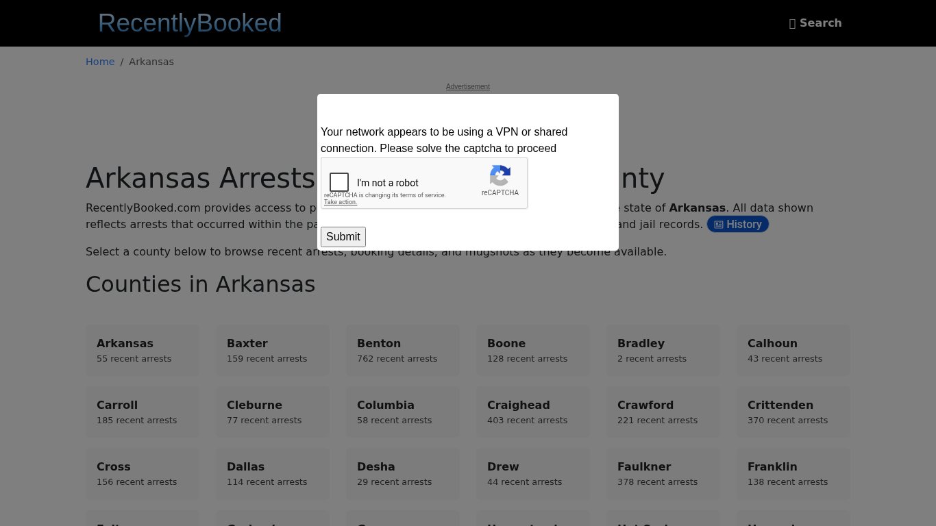 Recent bookings, Arrests, Mugshots in Arkansas - Recently Booked
